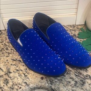 Vibrant Blue Studded Men's Loafers